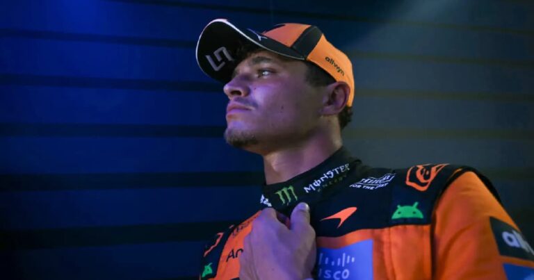 McLaren's British driver Lando Norris is seen after winning the pole position during Sprint qualifying ahead of the 2026