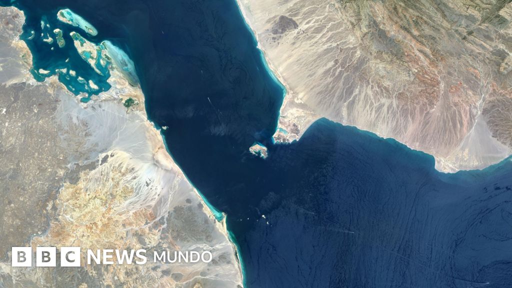 Vista satelital del estrecho de Bab al-Mandab