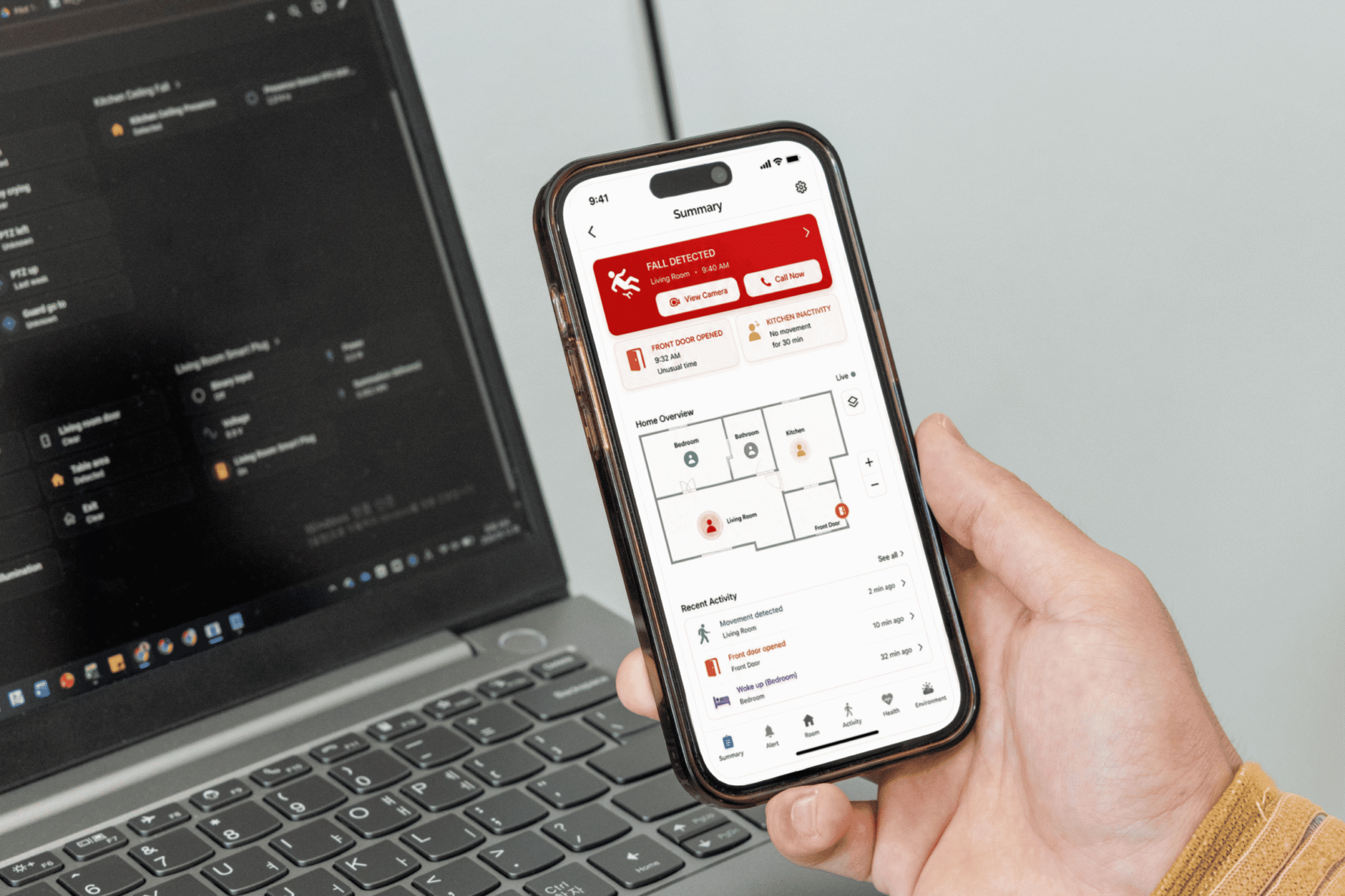 A hand holds a smartphone testing an app