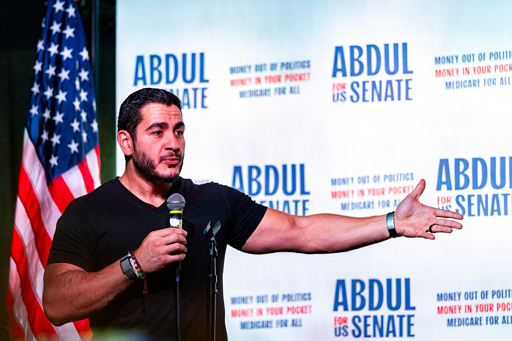 Democratic Senate candidate Abdul El-Sayed speaks during a campaign event Saturday in Ferndale, Mich. (Emily Elconin/Getty