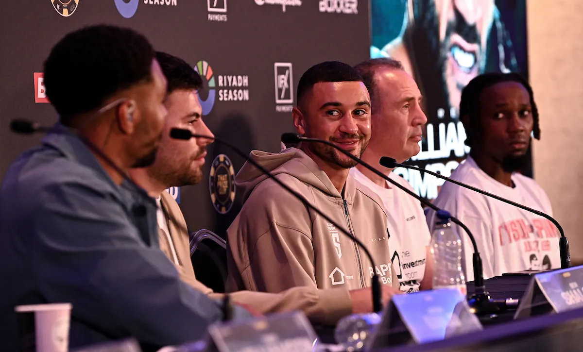 Simpson and Williamson at the press conference ahead of their rematch