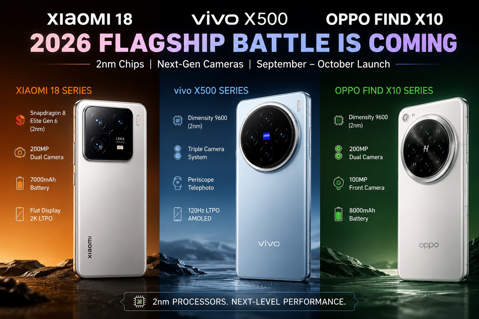 Xiaomi, Vivo, Oppo et Apple préparent leurs flagships pour septembre 2026