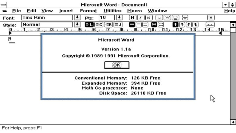 Microsoft Word for Windows 1.1a