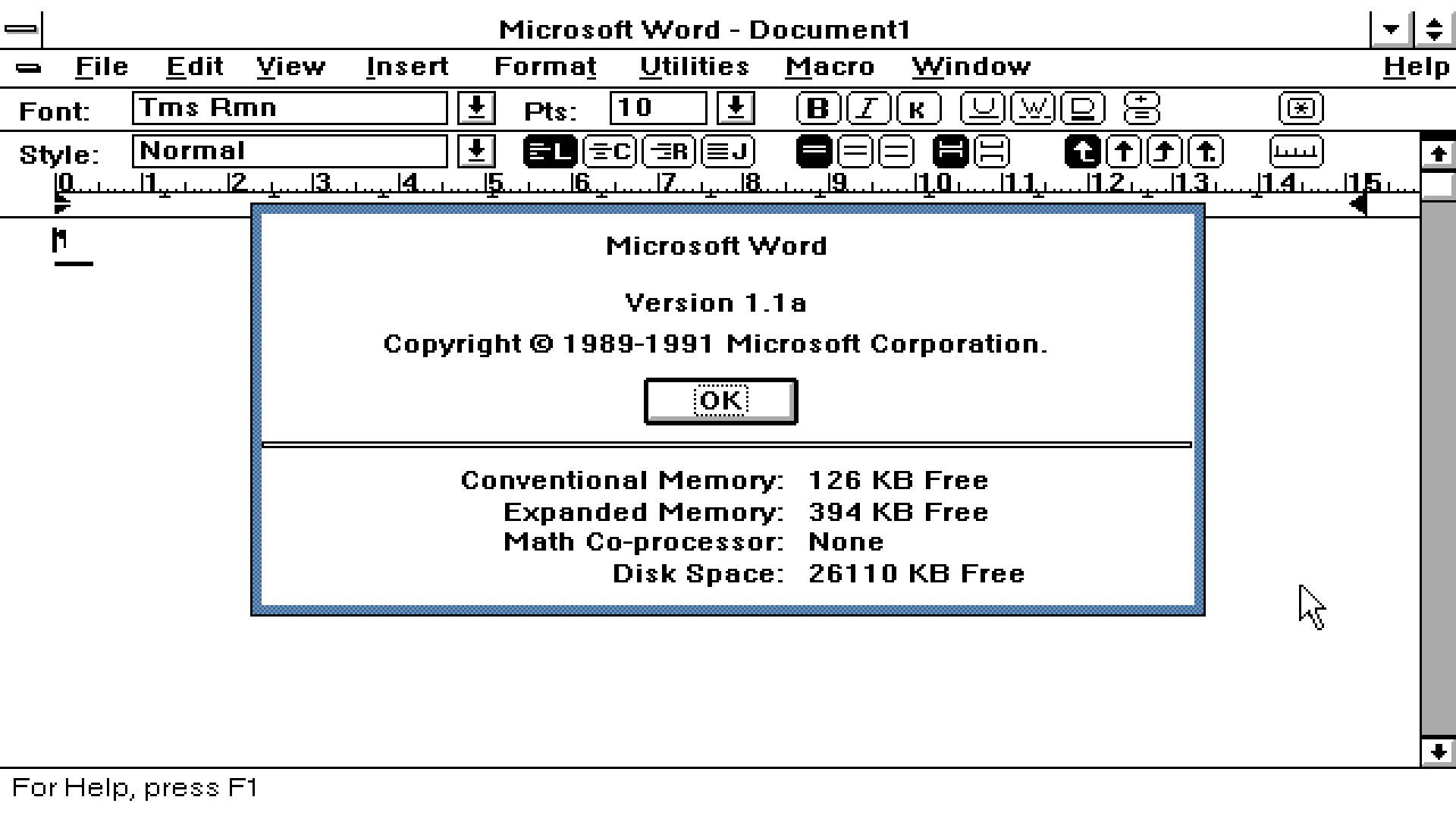 Microsoft Word for Windows 1.1a