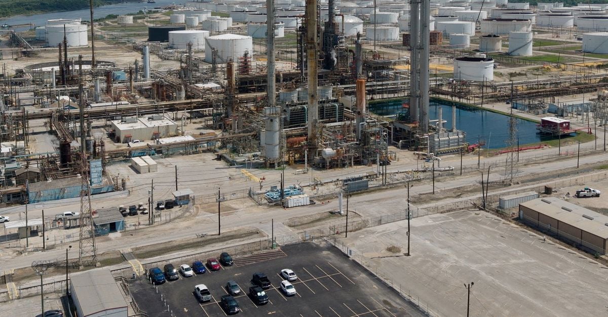 Chevron Pasadena-raffinaderij in Pasadena, nabij Houston, Texas