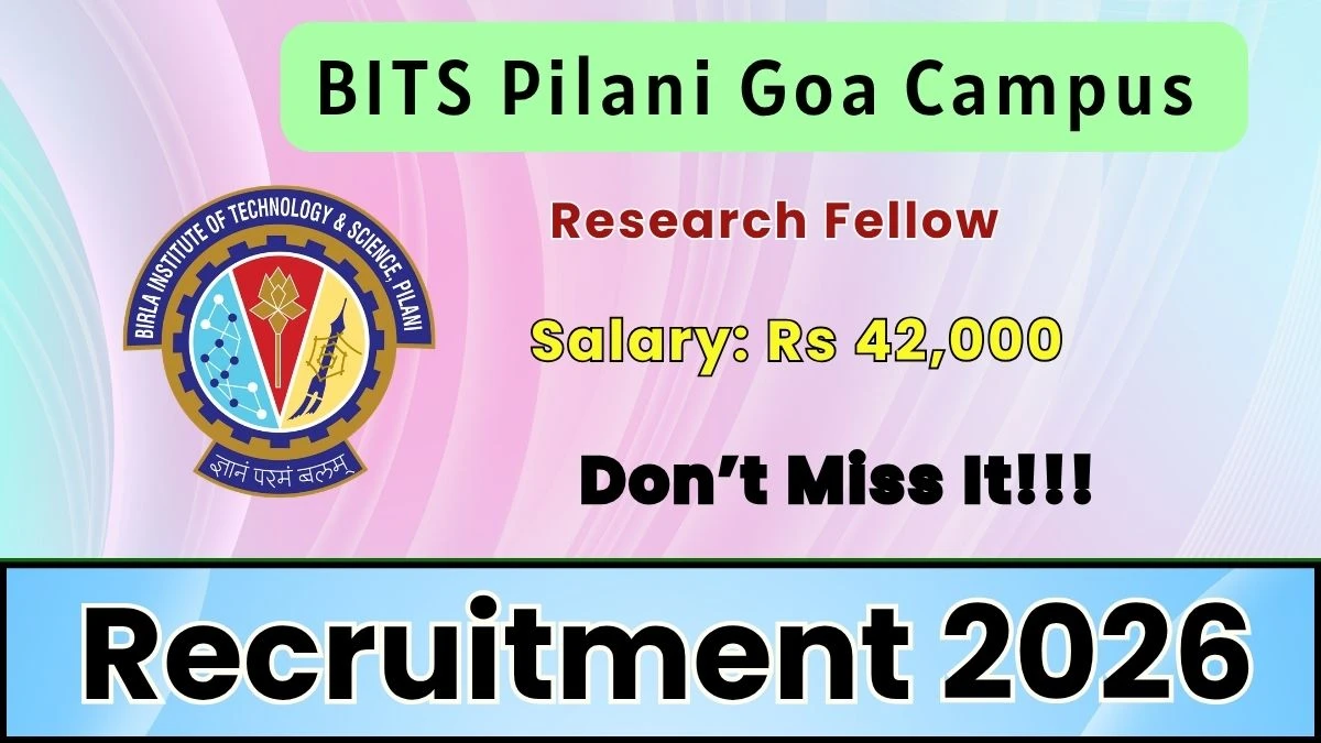 BITS Pilani Research Fellow Recruitment 2026 – Apply for Research Fellow Post