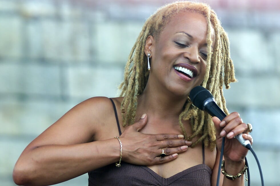 Cassandra Wilson performs at the JVC Jazz Festival in Newport, R.I., on Aug. 10, 2003. (AP Photo/Stew Milne, File)