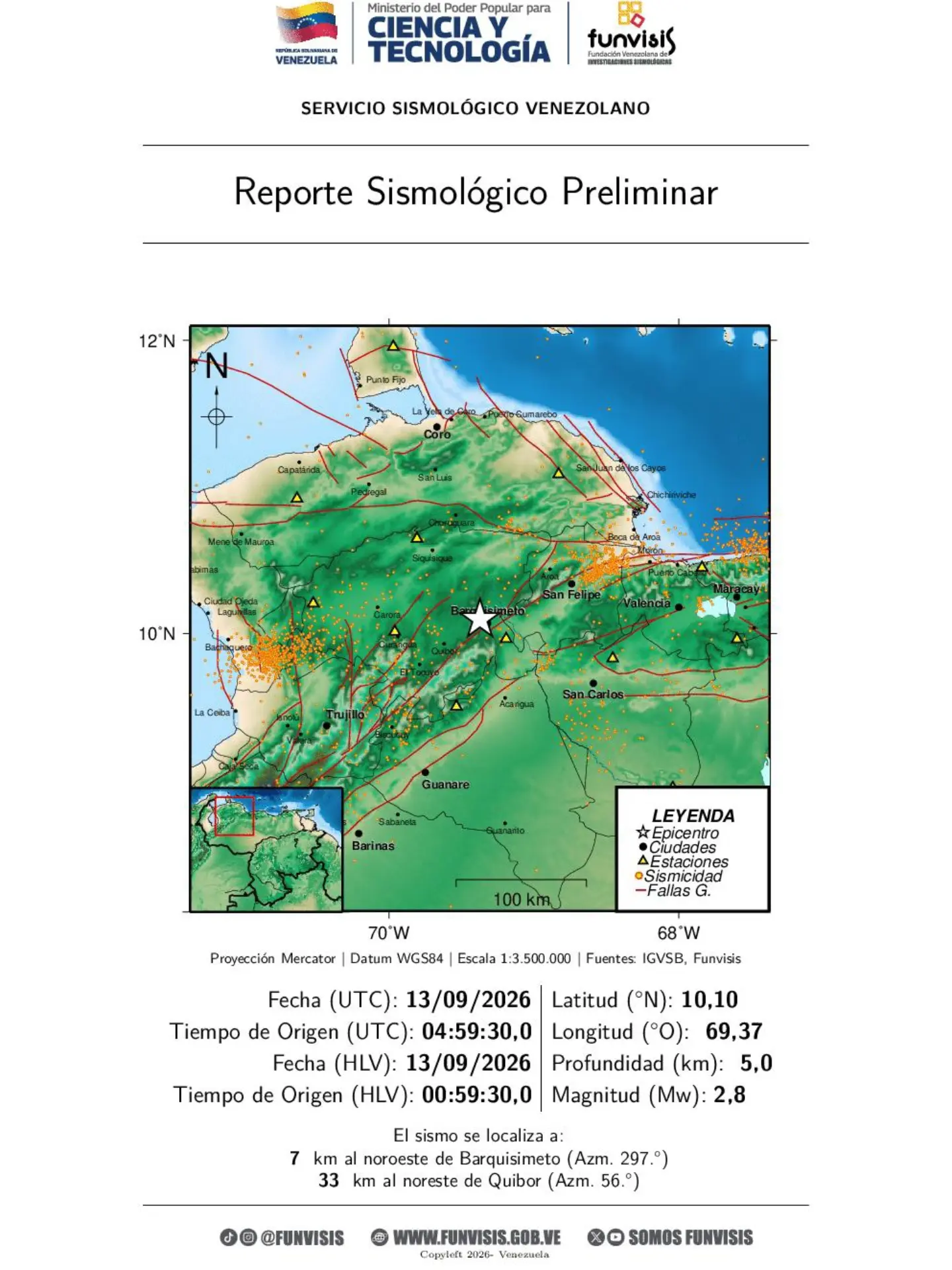 Venezuela : Funvisis enregistre plusieurs séismes de faible magnitude