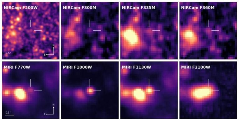 JWST : une source infrarouge détectée sur le site de la supernova SN 1983V