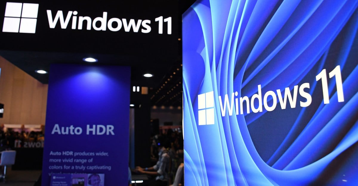 Windows 11 logo seen on a booth at Comic Con event