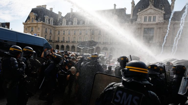 Riot police clash with school protesters and use tear gas in France